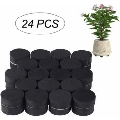 Invisible Flower Pot Stand (Pack Of 24) - Black Rubber Feet For Elevating Plants - Self-Adhesive Pad For Medium And Large Pots - Outdoor And Indoor Plant Riser