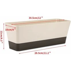 Rectangular Flower Box, 12 Rectangular Plastic Flower Pot, Outdoor Balcony Planters For Succulents, Flowers, African Violets, Set Of 2 -Dwarf Discovery shop 68262335 3