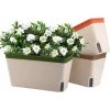 10.5 Inch Rectangle Self Watering Planter Set Of 3, Plastic Plant Pot With Visual Water Level Window Indoor Decorative Garden Flower Pot (Green/Brown/Orange)