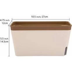 10.5 Inch Rectangle Self Watering Planter Set Of 3, Plastic Plant Pot With Visual Water Level Window Indoor Decorative Garden Flower Pot (Green/Brown/Orange) -Dwarf Discovery shop 68264642 4