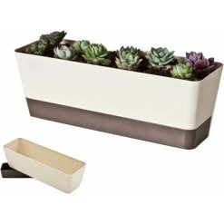 Balcony Garden Rectangular Plastic Planters,Vegetable Flower Planter Box Planting Pot For Windowsill,Patio,Home Decor,Porch