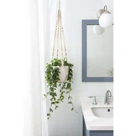 Macrame Plant Hanger Flower Hanging Macrame Plant Hanger Cotton Plant Hanger Flower Hanger Pot Hanger Flower Pot Hanger 105cm, 4 Feet Cream White 3 Macrame Plant Hanger Flower Hanging Macrame Plant Hanger Cotton Plant Hanger Flower Hanger Pot Hanger Flower Pot Hanger 105cm, 4 Feet Cream White - Image 3