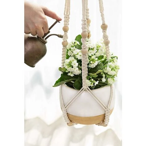 Macrame Plant Hanger Flower Hanging Macrame Plant Hanger Cotton Plant Hanger Flower Hanger Pot Hanger Flower Pot Hanger 105cm, 4 Feet Cream White 5 Macrame Plant Hanger Flower Hanging Macrame Plant Hanger Cotton Plant Hanger Flower Hanger Pot Hanger Flower Pot Hanger 105cm, 4 Feet Cream White - Image 5