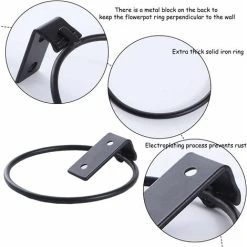 Flower Pot Wall Mount Holder, 3 Pieces Metal Flower Pot Ring, Ring Flower Pot Holder, Foldable, With Screws, For Indoor Gardens, Hallways, Indoor Greenery (4 Inches Black) 8 Flower Pot Wall Mount Holder, 3 Pieces Metal Flower Pot Ring, Ring Flower Pot Holder, Foldable, With Screws, For Indoor Gardens, Hallways, Indoor Greenery (4 Inches Black) -Dwarf Discovery shop 70074188 4