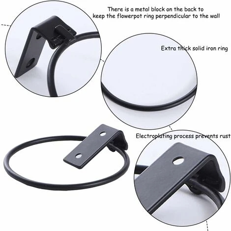 Flower Pot Wall Mount Holder, 3 Pieces Metal Flower Pot Ring, Ring Flower Pot Holder, Foldable, With Screws, For Indoor Gardens, Hallways, Indoor Greenery (4 Inches Black) 4 Flower Pot Wall Mount Holder, 3 Pieces Metal Flower Pot Ring, Ring Flower Pot Holder, Foldable, With Screws, For Indoor Gardens, Hallways, Indoor Greenery (4 Inches Black) - Image 4