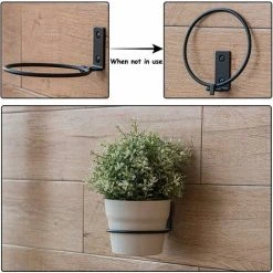 Flower Pot Wall Mount Holder, 3 Pieces Metal Flower Pot Ring, Ring Flower Pot Holder, Foldable, With Screws, For Indoor Gardens, Hallways, Indoor Greenery (4 Inches Black) 9 Flower Pot Wall Mount Holder, 3 Pieces Metal Flower Pot Ring, Ring Flower Pot Holder, Foldable, With Screws, For Indoor Gardens, Hallways, Indoor Greenery (4 Inches Black) -Dwarf Discovery shop 70074188 5
