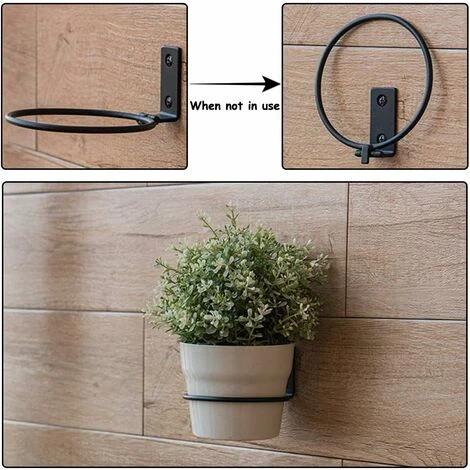 Flower Pot Wall Mount Holder, 3 Pieces Metal Flower Pot Ring, Ring Flower Pot Holder, Foldable, With Screws, For Indoor Gardens, Hallways, Indoor Greenery (4 Inches Black) 5 Flower Pot Wall Mount Holder, 3 Pieces Metal Flower Pot Ring, Ring Flower Pot Holder, Foldable, With Screws, For Indoor Gardens, Hallways, Indoor Greenery (4 Inches Black) - Image 5