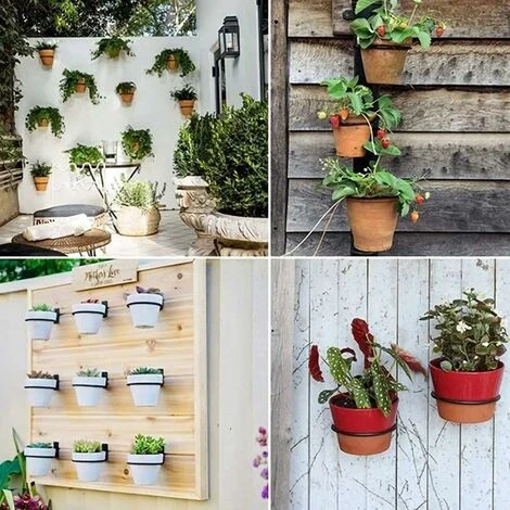 Flower Pot Holders Set Of 3 Flower Pot Wall Mount,Foldable Metal Flower Pot Rack, Home Garden Outdoor Flower Pot Holder Wall (13.5 X 11 X 6.5cm) 5 Flower Pot Holders Set Of 3 Flower Pot Wall Mount,Foldable Metal Flower Pot Rack, Home Garden Outdoor Flower Pot Holder Wall (13.5 X 11 X 6.5cm) - Image 5