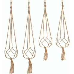 Set Of 4 Hanging Macramé Plant Pot Holder Hanging Plant Hangers Indoor Outdoor Garden Decoration With - 2 Pieces 105 Cm And 2 Pieces 90 Cm, 4 Ft.