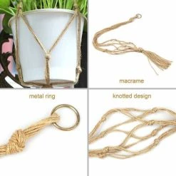 Set Of 4 Hanging Macramé Plant Pot Holder Hanging Plant Hangers Indoor Outdoor Garden Decoration With - 2 Pieces 105 Cm And 2 Pieces 90 Cm, 4 Ft. -Dwarf Discovery shop 71134372 3