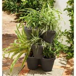 Garden Flower Pot Large Stackable Vertical Tripple Pocket Planter Self Watering Plant Pots, Polypropylene, 42 X 44 X 20 Cm -Dwarf Discovery shop 71164107 5