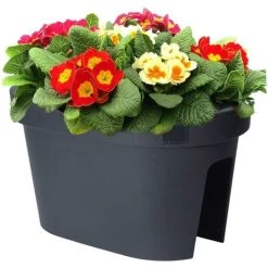 Flower Bridge Hanging Planter Plant Pot Fence Railing Balcony Decking Garden Pots (Oval 40 X 26 X 24.5 Cm, Anthracite)