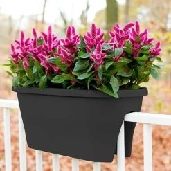 Flower Bridge Hanging Planter Plant Pot Fence Railing Balcony Decking Garden Pots (Oval 40 X 26 X 24.5 Cm, Anthracite) -Dwarf Discovery shop 71164378 5