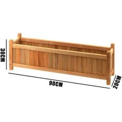 2 X Wooden Garden Planters Flower Plant Pot Window Box Planting Raise Bed Basket (2 X Large Rectangular Planters) -Dwarf Discovery shop 71178260 5