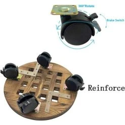 MODOU - Pot Base, Pot Moving Tray, Thick Transport Trolley, Carbonization, Corrosion Resistant - Dark Brown -Dwarf Discovery shop 71424639 4