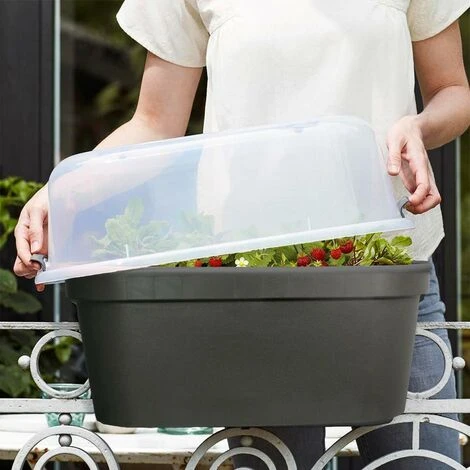 Flower Bridge Pot With Lid Railing Plant Fence Balcony Garden Hanging Planter 2 Flower Bridge Pot With Lid Railing Plant Fence Balcony Garden Hanging Planter - Image 2