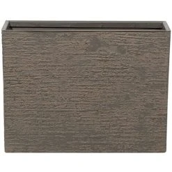 Modern Outdoor Indoor Flower Pot Stone Rectangular 25x60x45 Cm Dark Brown Edessa