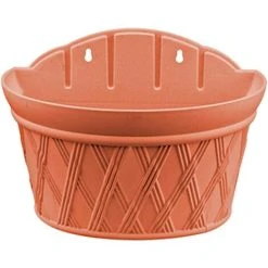 1 Pc Plastic Wall Hanging Semicircular Flower Pot Creative Wall Hanging Planting Pot For Balcony & Gardens Flowers Or Plants (Dark Red)