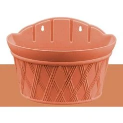 1 Pc Plastic Wall Hanging Semicircular Flower Pot Creative Wall Hanging Planting Pot For Balcony & Gardens Flowers Or Plants (Dark Red) -Dwarf Discovery shop 75322965 3