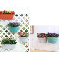 1 Pc Plastic Wall Hanging Semicircular Flower Pot Creative Wall Hanging Planting Pot For Balcony & Gardens Flowers Or Plants (Dark Red) -Dwarf Discovery shop 75322965 5