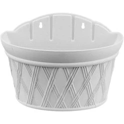 1 Pc Plastic Wall Hanging Semicircular Flower Pot Creative Wall Hanging Hanging Planting For Balcony Gardens Flowers Or Plants (Grey White)