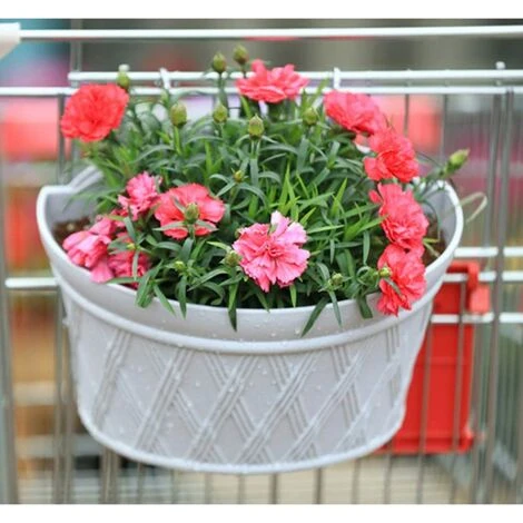 1 Pc Plastic Wall Hanging Semicircular Flower Pot Creative Wall Hanging Hanging Planting For Balcony Gardens Flowers Or Plants (Grey White) 2 1 Pc Plastic Wall Hanging Semicircular Flower Pot Creative Wall Hanging Hanging Planting For Balcony Gardens Flowers Or Plants (Grey White) - Image 2
