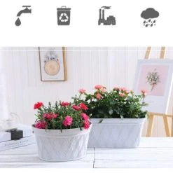 1 Pc Plastic Wall Hanging Semicircular Flower Pot Creative Wall Hanging Hanging Planting For Balcony Gardens Flowers Or Plants (Grey White) 9 1 Pc Plastic Wall Hanging Semicircular Flower Pot Creative Wall Hanging Hanging Planting For Balcony Gardens Flowers Or Plants (Grey White) -Dwarf Discovery shop 75323166 5