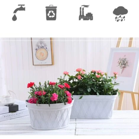 1 Pc Plastic Wall Hanging Semicircular Flower Pot Creative Wall Hanging Hanging Planting For Balcony Gardens Flowers Or Plants (Grey White) 5 1 Pc Plastic Wall Hanging Semicircular Flower Pot Creative Wall Hanging Hanging Planting For Balcony Gardens Flowers Or Plants (Grey White) - Image 5
