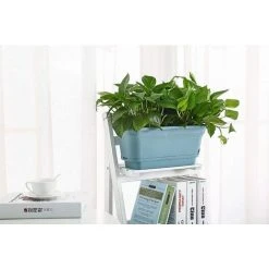 40CM Self-Watering Plant Pot Rectangular Plastic Planters, Modern Decorative Flower Pot For All Plants, Flowers, Herbs - Blue, Set Of 2 7 40CM Self-Watering Plant Pot Rectangular Plastic Planters, Modern Decorative Flower Pot For All Plants, Flowers, Herbs - Blue, Set Of 2 -Dwarf Discovery shop 75323433 3