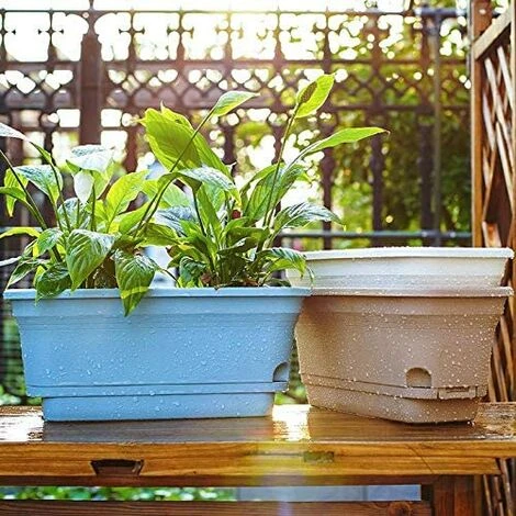 40CM Self-Watering Plant Pot Rectangular Plastic Planters, Modern Decorative Flower Pot For All Plants, Flowers, Herbs - Blue, Set Of 2 5 40CM Self-Watering Plant Pot Rectangular Plastic Planters, Modern Decorative Flower Pot For All Plants, Flowers, Herbs - Blue, Set Of 2 - Image 5