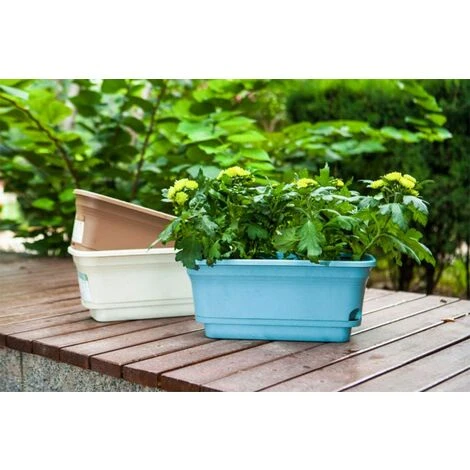 40CM Self-Watering Plant Pot Rectangular Plastic Planters, Modern Decorative Flower Pot For All Plants, Flowers, Herbs - Brown, Set Of 2 4 40CM Self-Watering Plant Pot Rectangular Plastic Planters, Modern Decorative Flower Pot For All Plants, Flowers, Herbs - Brown, Set Of 2 - Image 4