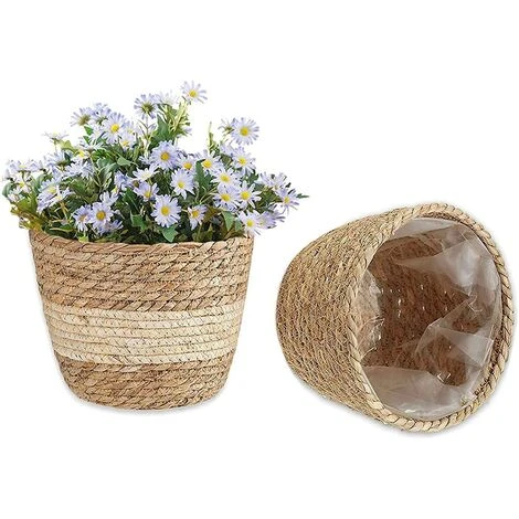 2 Pieces Plant Basket Seagrass Basket Flower Basket Hand Woven Flower Pots Straw Flower Pot For Indoor Or Outdoor Decoration 1 2 Pieces Plant Basket Seagrass Basket Flower Basket Hand Woven Flower Pots Straw Flower Pot For Indoor Or Outdoor Decoration