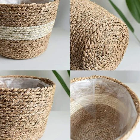 2 Pieces Plant Basket Seagrass Basket Flower Basket Hand Woven Flower Pots Straw Flower Pot For Indoor Or Outdoor Decoration 3 2 Pieces Plant Basket Seagrass Basket Flower Basket Hand Woven Flower Pots Straw Flower Pot For Indoor Or Outdoor Decoration - Image 3