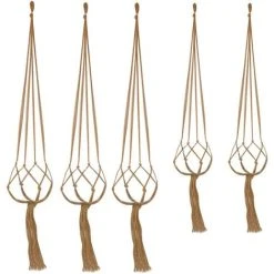 Macrame Plant Hanger,Macrame Hanging Pot Indoor Hanging Planter Rope Solid Cotton Rope For Balcony Indoor Outdoor Garden Decoration Basket Flower Pot ,89cm,105cm,5 Piece