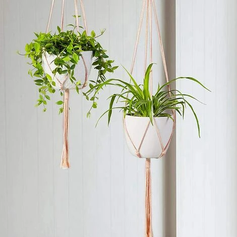 Macrame Plant Hanger,Macrame Hanging Pot Indoor Hanging Planter Rope Solid Cotton Rope For Balcony Indoor Outdoor Garden Decoration Basket Flower Pot ,89cm,105cm,5 Piece 2 Macrame Plant Hanger,Macrame Hanging Pot Indoor Hanging Planter Rope Solid Cotton Rope For Balcony Indoor Outdoor Garden Decoration Basket Flower Pot ,89cm,105cm,5 Piece - Image 2