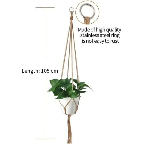 Macrame Plant Hanger,Macrame Hanging Pot Indoor Hanging Planter Rope Solid Cotton Rope For Balcony Indoor Outdoor Garden Decoration Basket Flower Pot ,89cm,105cm,5 Piece 4 Macrame Plant Hanger,Macrame Hanging Pot Indoor Hanging Planter Rope Solid Cotton Rope For Balcony Indoor Outdoor Garden Decoration Basket Flower Pot ,89cm,105cm,5 Piece - Image 4