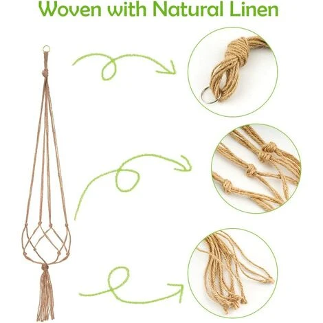 Packs Macrame Plant Hanger, Plant Hanging Pot, For Hanging Flower Pot Plant Hanging Hanging Decoration Balcony Home, 4 Rope Legs, 105cm 2 Packs Macrame Plant Hanger, Plant Hanging Pot, For Hanging Flower Pot Plant Hanging Hanging Decoration Balcony Home, 4 Rope Legs, 105cm - Image 2