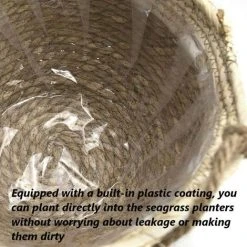 Seagrass Hanging Planter Basket, 2 Size Indoor Outdoor Woven Flower Pot - Flower Pots Cover Storage Basket Plant Containers (Beige) -Dwarf Discovery shop 75329621 3