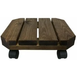 Square Wooden Pot Caddies - 18 Square - Dark Wood