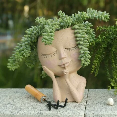 Face Plant Pot Unique Face Flower Pot For Indoor And Outdoor Plants Resin Head Planter With Drain Hole Cute Lady Face Flower Pots Closed Eyes (Clear) 1 Face Plant Pot Unique Face Flower Pot For Indoor And Outdoor Plants Resin Head Planter With Drain Hole Cute Lady Face Flower Pots Closed Eyes (Clear)