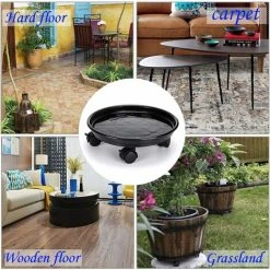 Rollable Flower Pot Stand, Rollable Plant Stand, Plant Stand With Universal Wheel For Indoor And Outdoor Plants, Load Capacity 60kg, Black 8 Rollable Flower Pot Stand, Rollable Plant Stand, Plant Stand With Universal Wheel For Indoor And Outdoor Plants, Load Capacity 60kg, Black -Dwarf Discovery shop 86606908 4