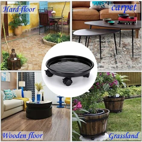 Rollable Flower Pot Stand, Rollable Plant Stand, Plant Stand With Universal Wheel For Indoor And Outdoor Plants, Load Capacity 60kg, Black 4 Rollable Flower Pot Stand, Rollable Plant Stand, Plant Stand With Universal Wheel For Indoor And Outdoor Plants, Load Capacity 60kg, Black - Image 4