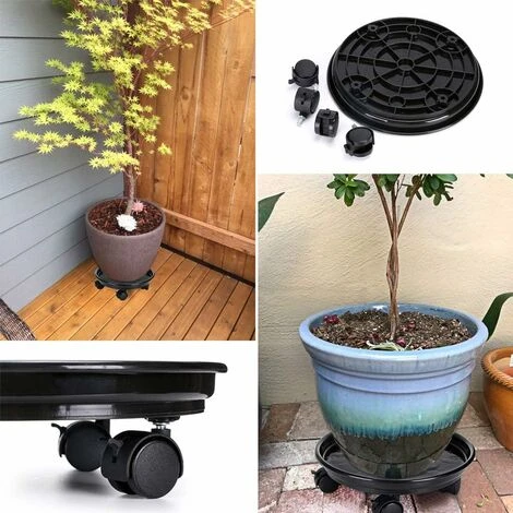 Rollable Flower Pot Stand, Rollable Plant Stand, Plant Stand With Universal Wheel For Indoor And Outdoor Plants, Load Capacity 60kg, Black 5 Rollable Flower Pot Stand, Rollable Plant Stand, Plant Stand With Universal Wheel For Indoor And Outdoor Plants, Load Capacity 60kg, Black - Image 5