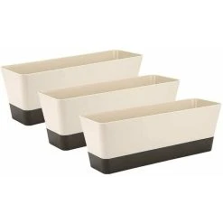 Rectangular Flower Box, Rectangular Plastic Flower Pot, Outdoor Balcony Planters For Succulents, Flowers, African Violets, 30.5cm, Set Of 3