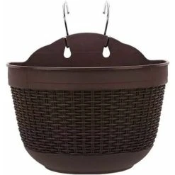 Self-Watering Hanging Planter Pot With Water Reservoir For Wall Or Garden Decoration 25 X 16.5 X 15 Cm,Brown