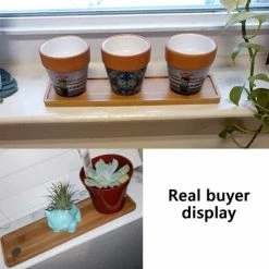 Plant Saucer, Mini Rectangle Bamboo Tray, Drainage Pot Saucer, Wooden Tray, Succulent Planter Tray Bonsai Flower Tray, 26.5x7.3x1cm - MODOU -Dwarf Discovery shop 89804109 3