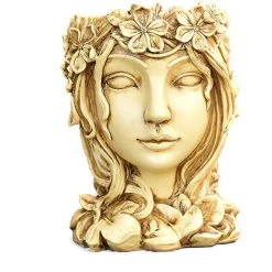 Goddess Head Design Succulent Plant Pot, Lady Face Flower Pot, Suitable For Office/home -yellow