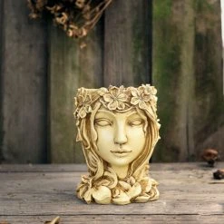 Goddess Head Design Succulent Plant Pot, Lady Face Flower Pot, Suitable For Office/home -yellow -Dwarf Discovery shop 89805100 3