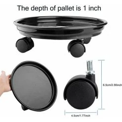 2 Pack Plant Caddy, 11.8" Round Potted Plant Stand On Wheels, Heavy Duty Flower Pot Rack On Rollers Dolly Trolley Saucer Tray Pallet With Universal Wheels For Indoor Outdoor Home Garden -Dwarf Discovery shop 90271364 3