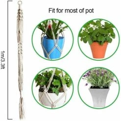 LITZEE Macrame Hanging Basket Cotton Rope Hanging Basket Flower Pot Plant Holder Hook For Indoor Outdoor Ceilings Balconies Wall Decor -Dwarf Discovery shop 90319801 5
